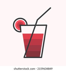 flat vector illustration of a red drink with a straw for logo design elements, menus and more with a simple and minimalistic design