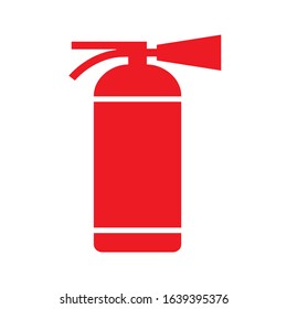 Flat vector illustration red fire extinguisher icon on white background. Fire safety.