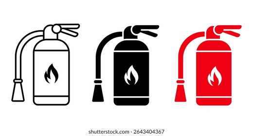 Vetor plano ilustração ícone de extintor de incêndio vermelho sobre fundo branco. Ilustração vetorial