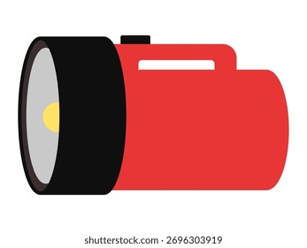 A flat vector illustration of a red flashlight, suitable for safety, disaster preparedness, camping, power outage, and emergency-related designs.