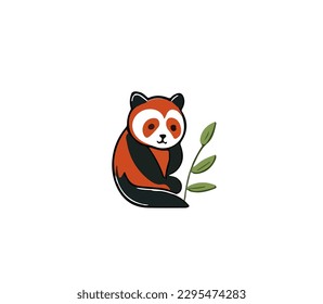 Flat vector illustration of red panda for logos, icons or print