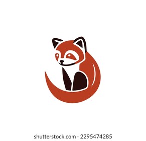 Flat vector illustration of red panda for logos, icons or print