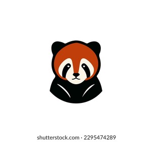 Flat vector illustration of red panda for logos, icons or print