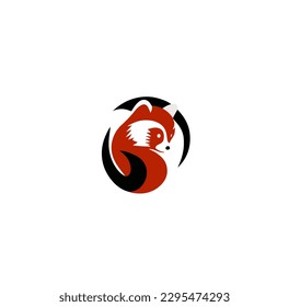 Flat vector illustration of red panda for logos, icons or print