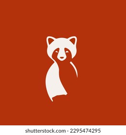 Flat vector illustration of red panda for logos, icons or print