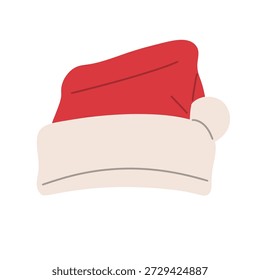 Flache Vektorgrafik von roten Weihnachtsmützen mit weißem Fellbesatz und Pom-Pom in verschiedenen Formen und Winkeln. Sauber-minimalistischer Stil, einzeln auf weißem Hintergrund. Perfekt für Weihnachtsdesign, Weihnachtsgrußkarten, Wintermarken, Festplakate, Social-Media-Inhalte, Aufkleber und saisonale Marketingprojekte.