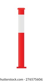 Flat vector illustration of a red and white road delineator post used to guide traffic and mark road edges or restricted zones.
