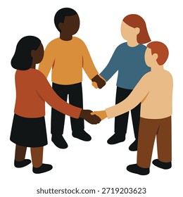 Ilustración vectorial plana que representa el día de Martin Luther King Jr., mostrando a diversas personas que se toman de las manos en unidad. Simboliza la igualdad, los derechos civiles, la paz, la no violencia y la armonía comunitaria inspirada en el legado y el sueño del Dr. Martin Luther King Jr. Ideal para campañas de justicia social, contenido educativo, carteles de sensibilización, presentaciones y diseños conmemorativos.