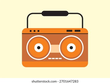 Flache Vektorgrafik eines Retro-Radios. Minimalistisches Vintage-Design.