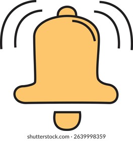 Flat Vector Illustration of Ringing Notification Bell Icon for Alert, Reminder, Alarm, and Message Warning in App and Web Interface Design