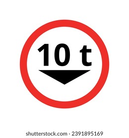 Flat vector illustration of road signs, maximum total gross weight allowed.