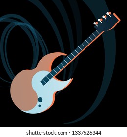 Flat vector illustration of a rock music bass. 