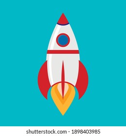 flat vector illustration of rocket. old rocket pattern. spaceship.
