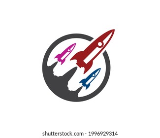 flat vector illustration of rocket on launch