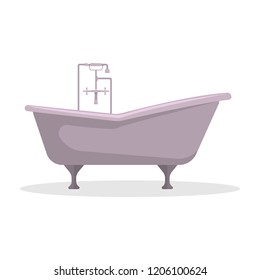 Flat vector illustration. Roll-top bath. An isolated figure.