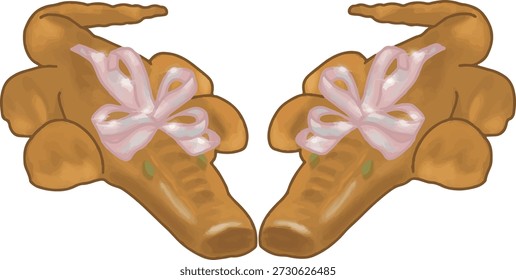 Ilustración vectorial plana de Roti Buaya, un pan ceremonial tradicional betawi de Yakarta, que representa la herencia cultural y gastronómica indonesia.