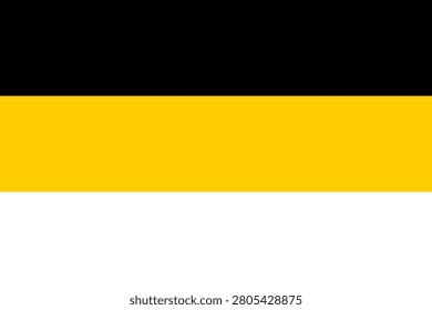 Flat vector illustration of the Russian Empire flag with black, yellow, and white horizontal stripes for historical symbol design.