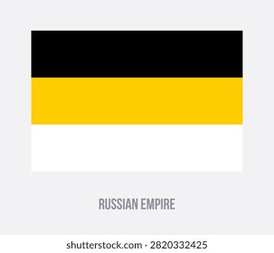 Flat vector illustration of the Russian Empire flag with black, yellow, and white horizontal stripes for historical symbol design.