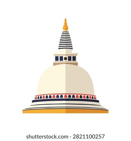Flat Vector Illustration of a Sacred Buddhist Stupa or Dagoba Architecture in Sri Lanka Style