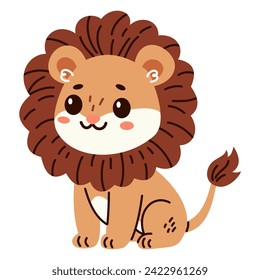 Ilustración vectorial plana. Animales de Safari. León blanco de fondo 