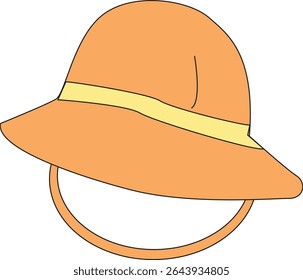 Ilustração Vetorial Plana de Chapéu Safari ou Capacete Explorer com Correia Chin para Aventura ao Ar Livre, Camping, ou Projeto de Expedição à Vida Selvagem