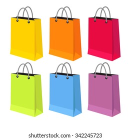 Flat vector illustration of sale packets, shopping packets, shopping bags isolated on a white background