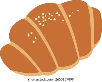 Flat Vector Illustration of Salt Bread Roll with Sesame Topping for Bakery Menu Recipe Design and Culinary Decoration
