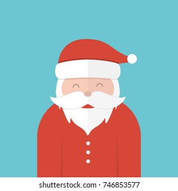 Flat Vector Illustration of a Santa Claus on Blue Background
