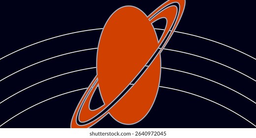 Flat vector illustration of Saturn isolated on dark blue background