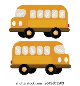 flat vector illustration of school bus isolated on white background