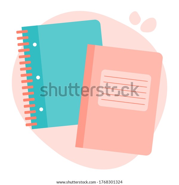 Flat vector\
illustration of school lesson notebook, notepad, note, notepaper,\
diary. School supplies.