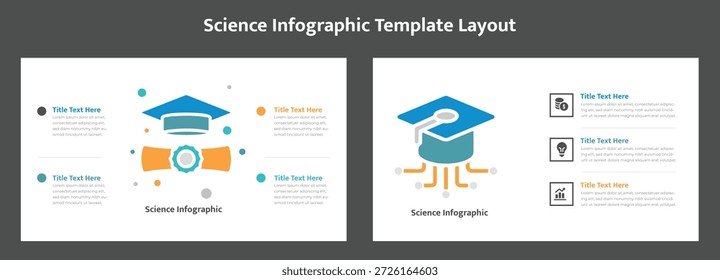 Ilustración vectorial plana de diseño de Plantilla de infografía científica para logros educativos y presentaciones de datos académicos.