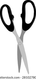 Flat vector illustration of scissors used for office supplies, school materials, crafting, cutting, DIY projects, and creative design.