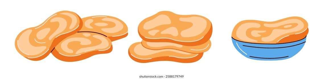 Flat vector illustration of SCOBY, the living culture used in kombucha fermentation. A key probiotic ingredient for brewing homemade fermented tea.