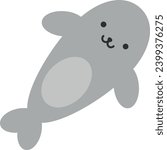 Flat vector illustration of seal or sea lion. Aquatic animal. Children