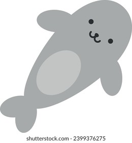 Flat vector illustration of seal or sea lion. Aquatic animal. Children's illustrations.