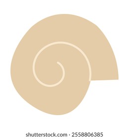 Flat vector illustration of a seashell in a spiral shape.