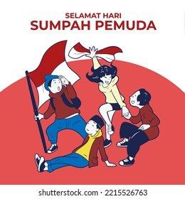 flat vector illustration. selamat hari Sumpah pemuda. It Means Happy Indonesian Youth Pledge 28 October 2022 Social Media Post.