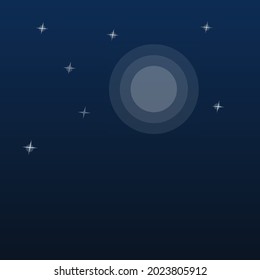 flat vector illustration of several stars and moons close together in one night