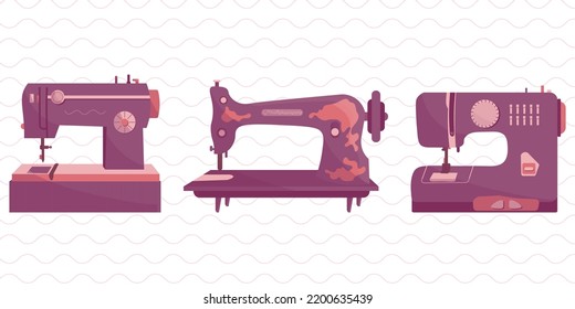 Icono de máquina de coser con un vector plano