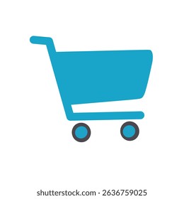 Ilustración vectorial plana de un ícono de Carrito de compras, comúnmente utilizado en aplicaciones de comercio electrónico, venta minorista y tienda en línea