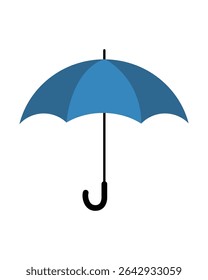 Uma ilustração vetorial plana apresentando um guarda-chuva azul, perfeito para representar os conceitos de proteção contra o tempo e dia chuvoso. Isolado em um fundo branco.