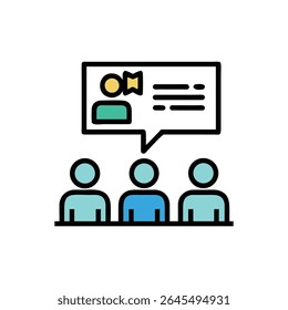 A flat vector illustration showing a simplified organizational chart. Depicts team leadership and hierarchical structure within a company.