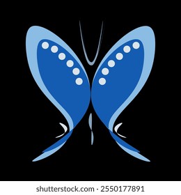 Ilustración vectorial plana. Silueta de un insecto volador. acuarela de la mariposa, aislada en un blanco