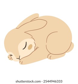Flat vector illustration in a simple children's style. Cute rabbit sleeping on white background