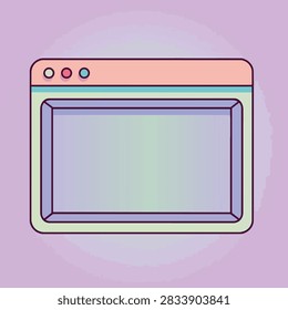A flat vector illustration of a simple computer browser window interface with a pastel color scheme and soft outline