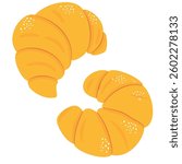 Flat vector illustration in a simple style. Cute croissants on white background 