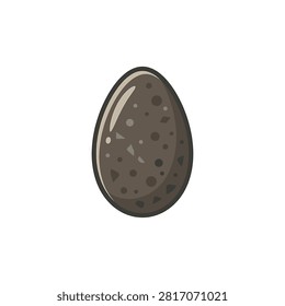 A flat vector illustration of a single dark brown speckled bird egg with a highlight on a white background