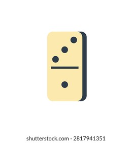 Flat Vector Illustration of a Single Domino Tile with Three and One Dots Isolated on White Background