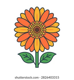 A flat vector illustration of a single gerbera daisy flower.